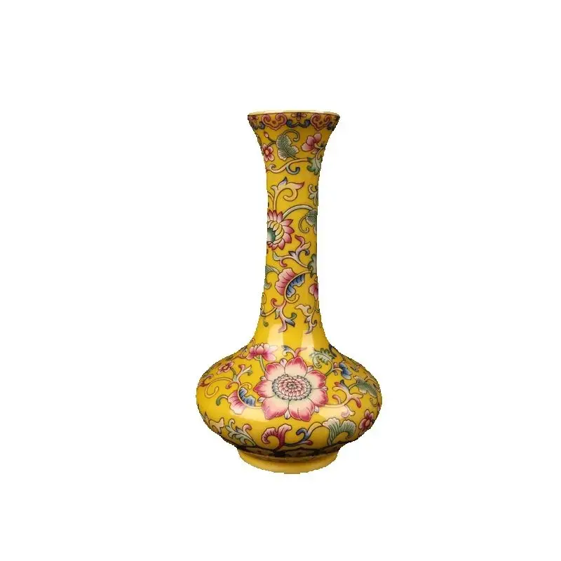 Chinese Old Porcelain Vase Yellow Enamel Flat Belly Long Neck Antique Decorative Piece collectible
Chinese Old Porcelain Vase Yellow Enamel Flat Belly Long Neck Antique Decorative Piece collectible