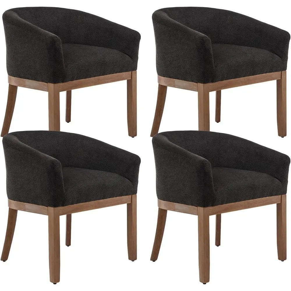 Set of 4 Mid Century Modern Upholstered Dining Chairs with Linen Fabric, Armrests, and Solid Wood Legs - Comfortable Barrel Chai
Set of 4 Mid Century Modern Upholstered Dining Chairs with Linen Fabric, Armrests, and Solid Wood Legs - Comfortable Barrel Chai