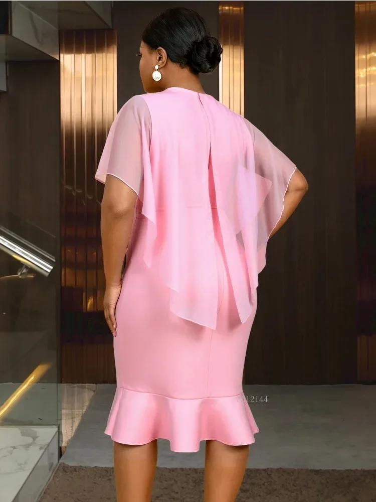 Pink plus Size Mermaid Midi Dress with Cloak Sleeves Slim Fit Bodycon for Women Fishtail Cocktail Evening Event Dress
Pink plus Size Mermaid Midi Dress with Cloak Sleeves Slim Fit Bodycon for Women Fishtail Cocktail Evening Event Dress