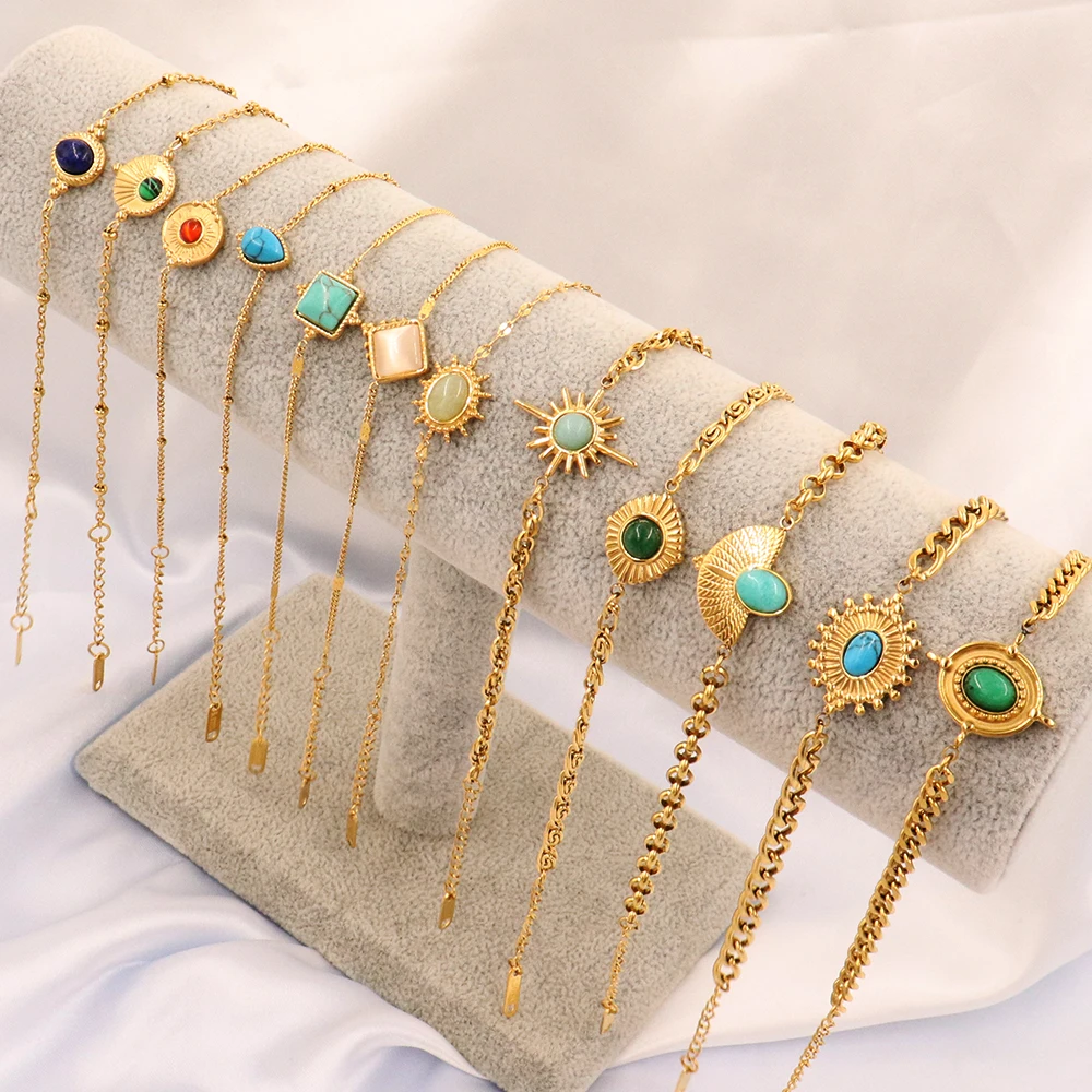 Vintage Stainless Steel Bracelet for Women Turquoise Pendant Bracelet Colorful Natural Stone Bracelets Chain Bracelet Jewelry
Vintage Stainless Steel Bracelet for Women Turquoise Pendant Bracelet Colorful Natural Stone Bracelets Chain Bracelet Jewelry