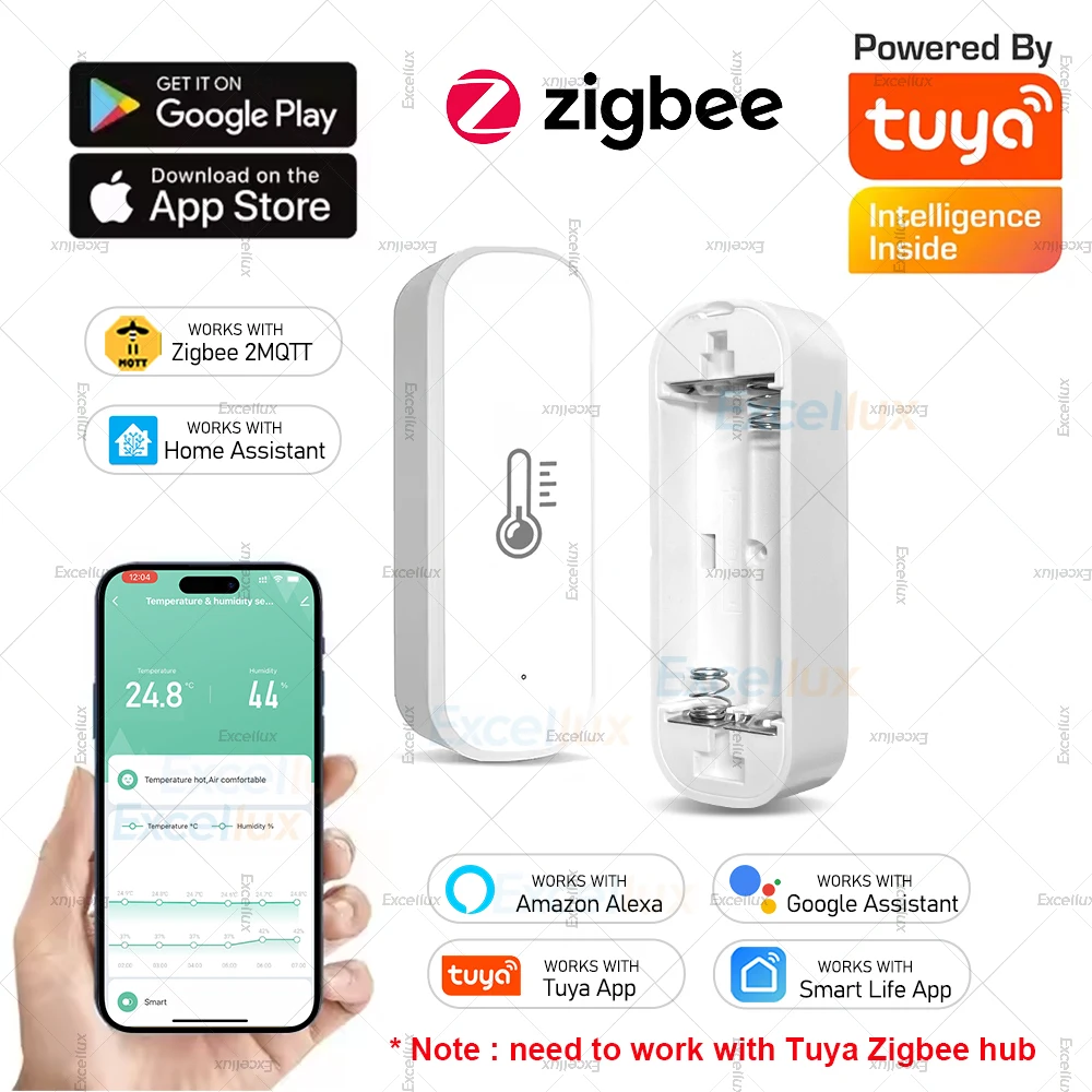 Датчик температуры и влажности Tuya Zigbee 3.0, удаленный монитор с приложением Smart Life, питание от батареи, работает с Alexa Google Home Z2M
Датчик температуры и влажности Tuya Zigbee 3.0, удаленный монитор с приложением Smart Life, питание от батареи, работает с Alexa Google Home Z2M