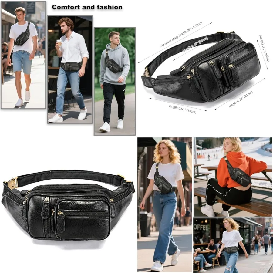 Genuine Leather Fanny Pack large capacity Crossbody Waist Bag with Zipper phone Pockets
Genuine Leather Fanny Pack large capacity Crossbody Waist Bag with Zipper phone Pockets