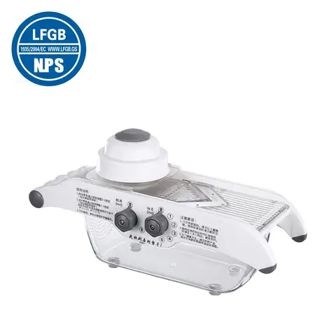 LFGB – trancheuse à citron de cuisine à lame en acier inoxydable 420, Ultra tranchante, protection des mains, râpe à pommes de terre réglable à 5 vitesses