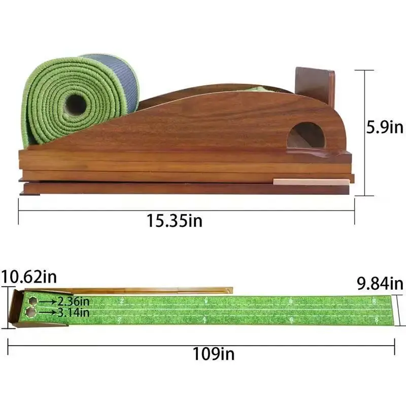 Nylon Putting Practice Mat Golf Solid Wood Dual-Hole Putting Practice Tool with Return Track
Nylon Putting Practice Mat Golf Solid Wood Dual-Hole Putting Practice Tool with Return Track