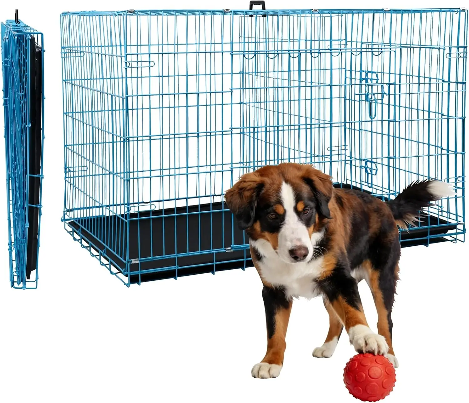 Foldable Dog Crate, Blue, 36-Inch, Metal Wire Cage with Divider Panel, Double-Door, Ideal for Indoor and Outdoor Use
Foldable Dog Crate, Blue, 36-Inch, Metal Wire Cage with Divider Panel, Double-Door, Ideal for Indoor and Outdoor Use