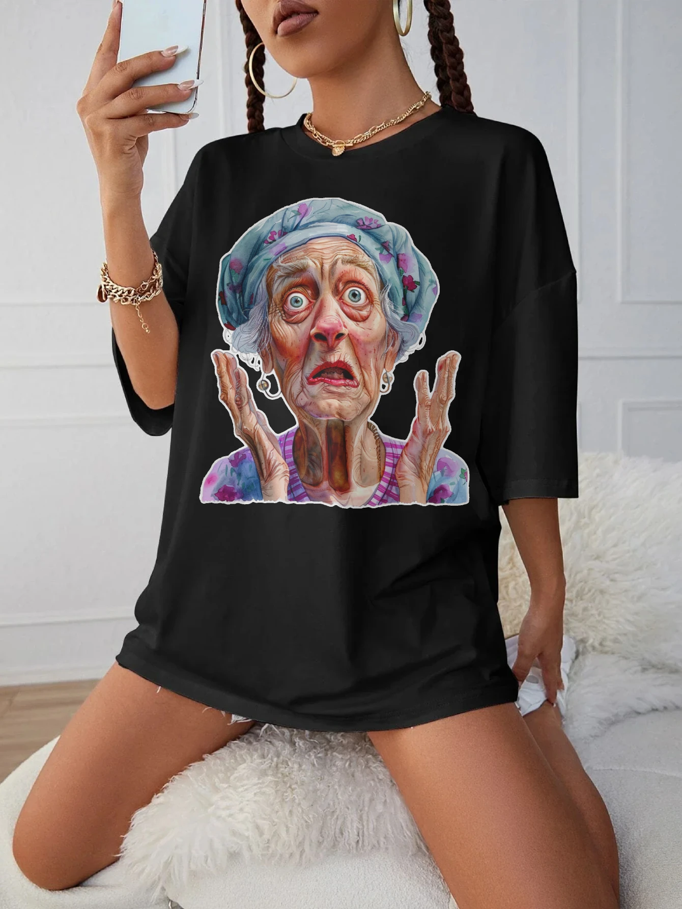 Quirky-Whimsical-Crazy-Grandma-Clipart Women's Trendy Black Maternity T-Shirt Loose Fit Round Neck Perfect for Pregnancy Summer
Quirky-Whimsical-Crazy-Grandma-Clipart Women's Trendy Black Maternity T-Shirt Loose Fit Round Neck Perfect for Pregnancy Summer