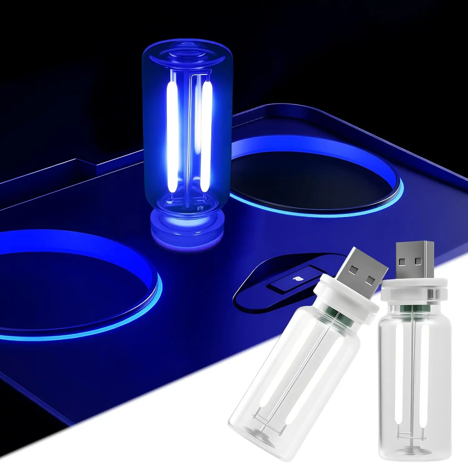2 PCS USB Car Night Light, Touch Dimmable, Retro Glass Bottle, Blue
2 PCS USB Car Night Light, Touch Dimmable, Retro Glass Bottle, Blue