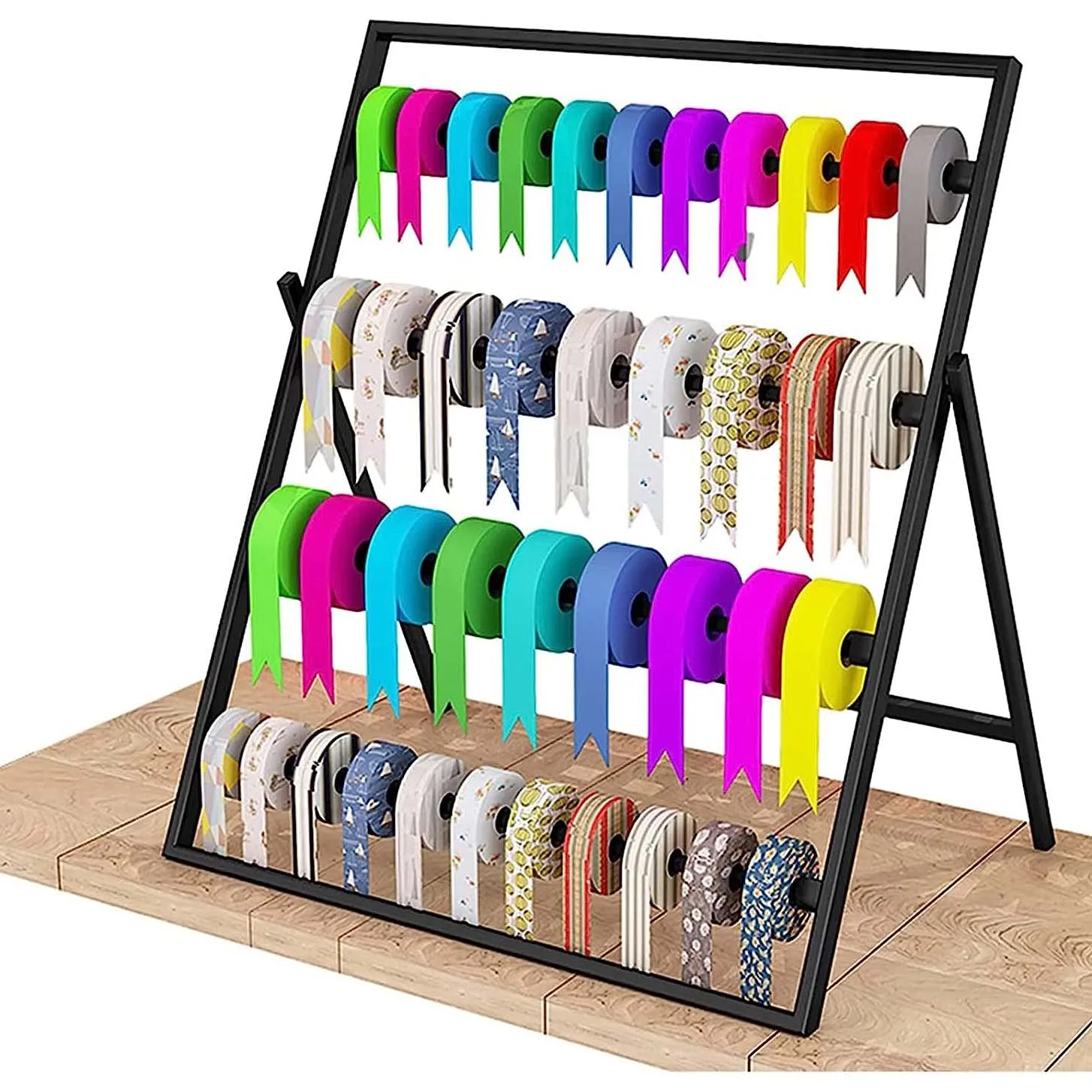 Metal Retail Stores Display Stand Desktop Ribbon Display Rack for Gift Store Craft Room
Metal Retail Stores Display Stand Desktop Ribbon Display Rack for Gift Store Craft Room