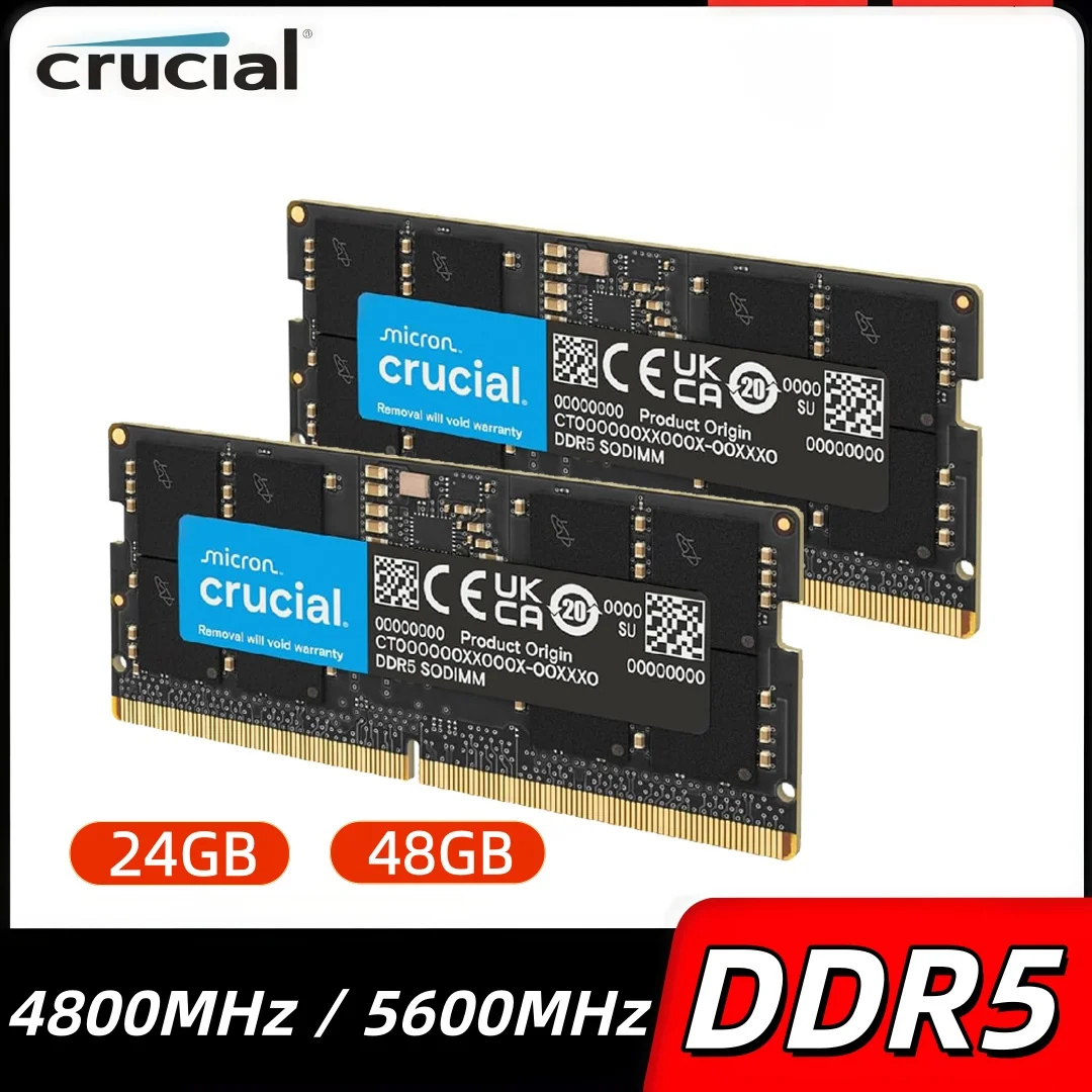 Original Crucial DDR5 RAM 24GB 48GB 4800MHz 5600MHz SO-DIMM Memory 262pin 1.1V for LEGION Laptop Notebook Ultrabook - Upgrade RA
Original Crucial DDR5 RAM 24GB 48GB 4800MHz 5600MHz SO-DIMM Memory 262pin 1.1V for LEGION Laptop Notebook Ultrabook - Upgrade RA