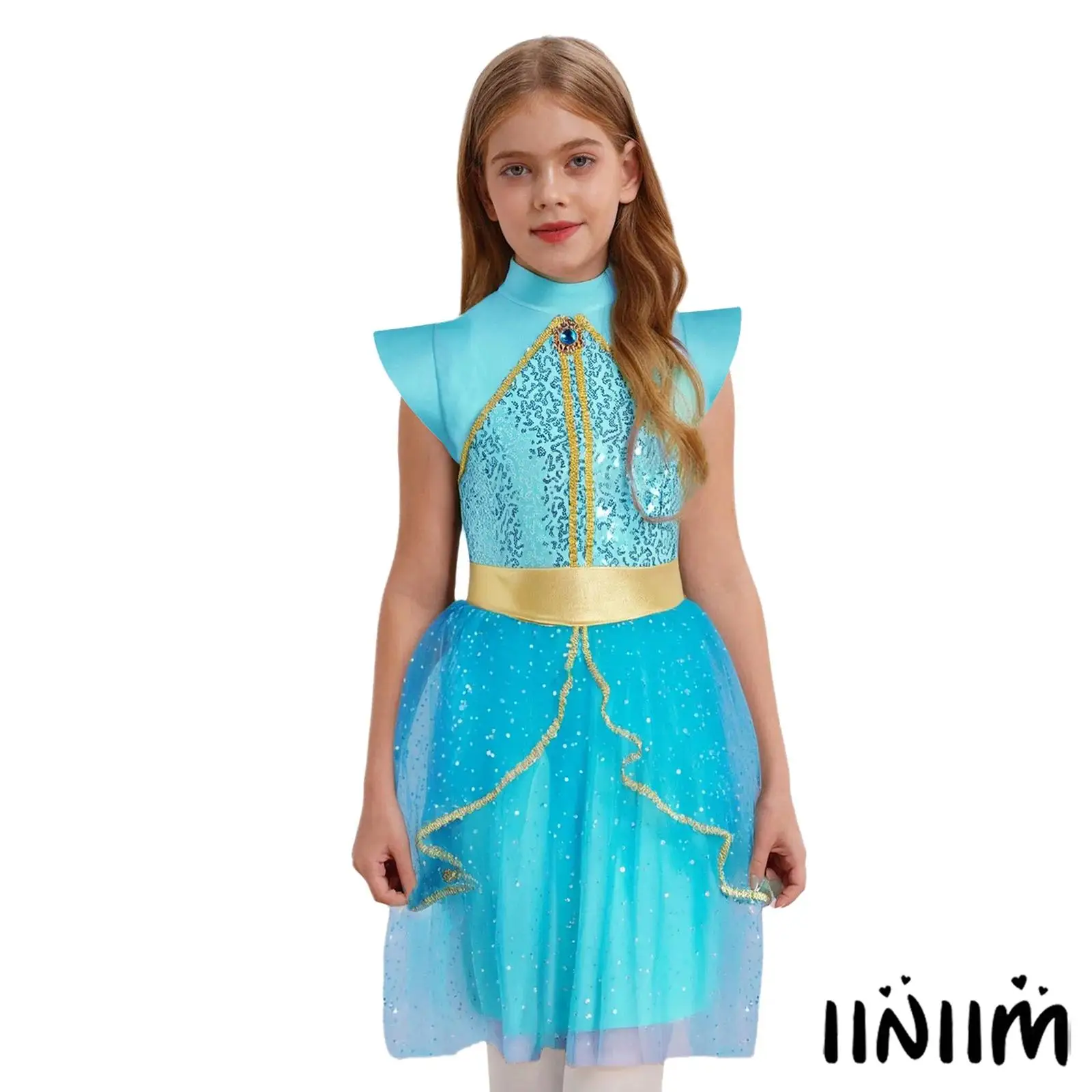 Girls Halloween Arabian Princess Costume Fancy Dress up 2Pcs Rhinestone Golden Woven Tape Sequins Mesh Overlay Tulle Tutu Dress
Girls Halloween Arabian Princess Costume Fancy Dress up 2Pcs Rhinestone Golden Woven Tape Sequins Mesh Overlay Tulle Tutu Dress