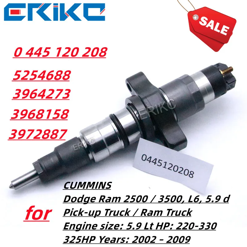 ERIKC 0 445 120 208 5254688 3964273 Fuel Injection System for CUMMINS Dodge Ram 2500 / 3500, L6, 5.9 D Pick-up Truck / Ram Truck
ERIKC 0 445 120 208 5254688 3964273 Fuel Injection System for CUMMINS Dodge Ram 2500 / 3500, L6, 5.9 D Pick-up Truck / Ram Truck
