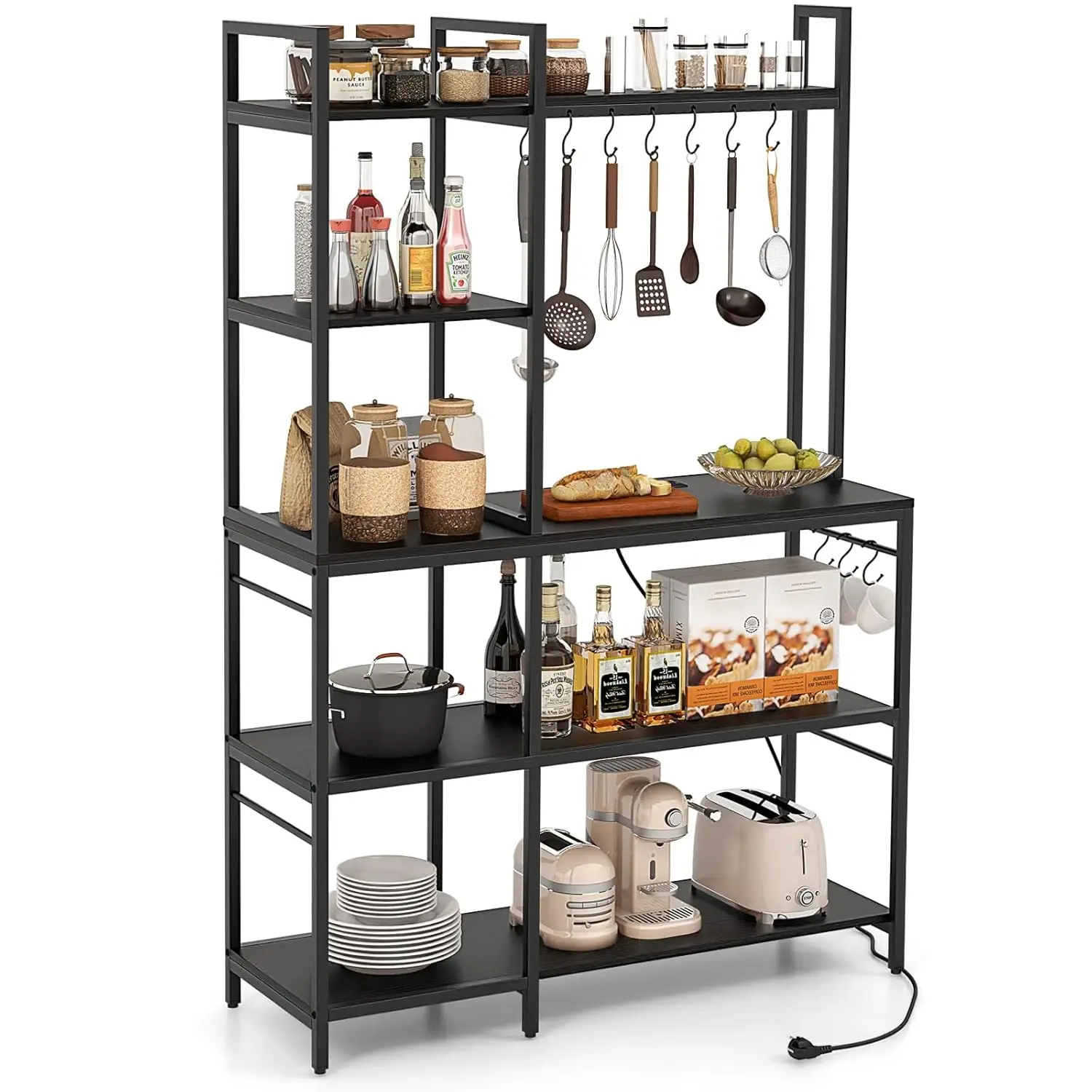 63" 5-Tier Kitchen Rack w/ Outlets & 10 Hooks Coffee Bar Microwave Stand Storage Shelf Dining Living Room, Customized
63" 5-Tier Kitchen Rack w/ Outlets & 10 Hooks Coffee Bar Microwave Stand Storage Shelf Dining Living Room, Customized