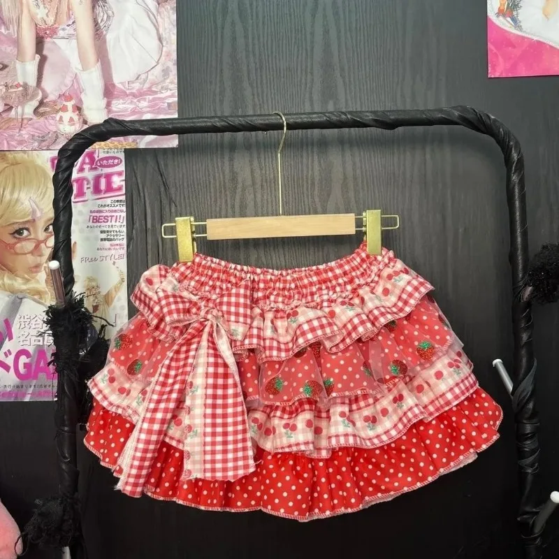 Japanese Kawaii Lolita Style Y2k Mini Skirt Women Sweet Strawberry Print Ruffle Punk Cake Skirt Girl Cute Bow Skirt Faldas Mujer
Japanese Kawaii Lolita Style Y2k Mini Skirt Women Sweet Strawberry Print Ruffle Punk Cake Skirt Girl Cute Bow Skirt Faldas Mujer