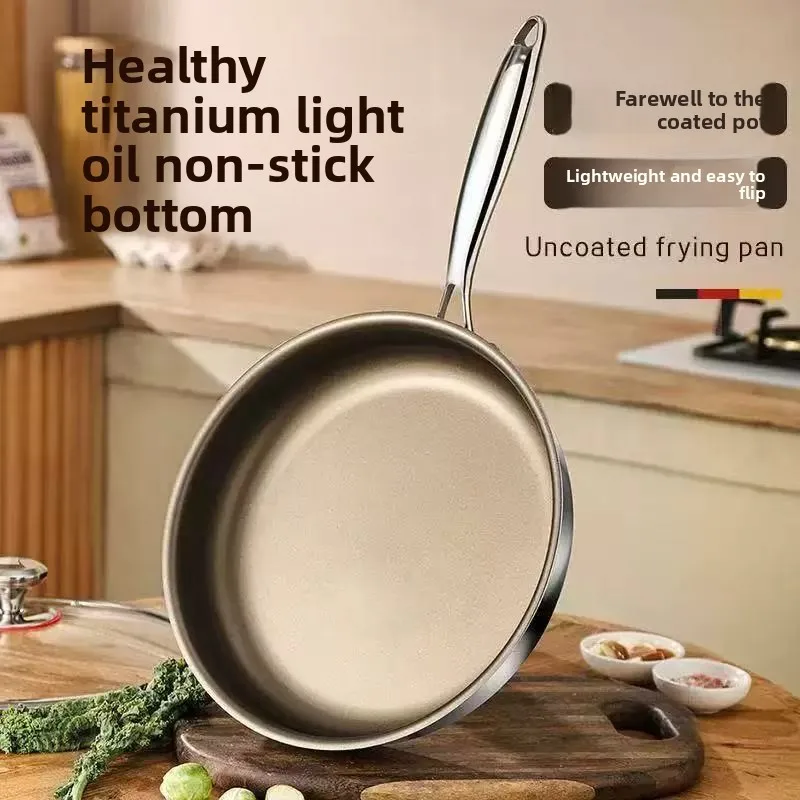 304 three-layer steel frying pan, titanium pot, household uncoated non stick pan, frying pan, electromagnetic gas stove
304 three-layer steel frying pan, titanium pot, household uncoated non stick pan, frying pan, electromagnetic gas stove