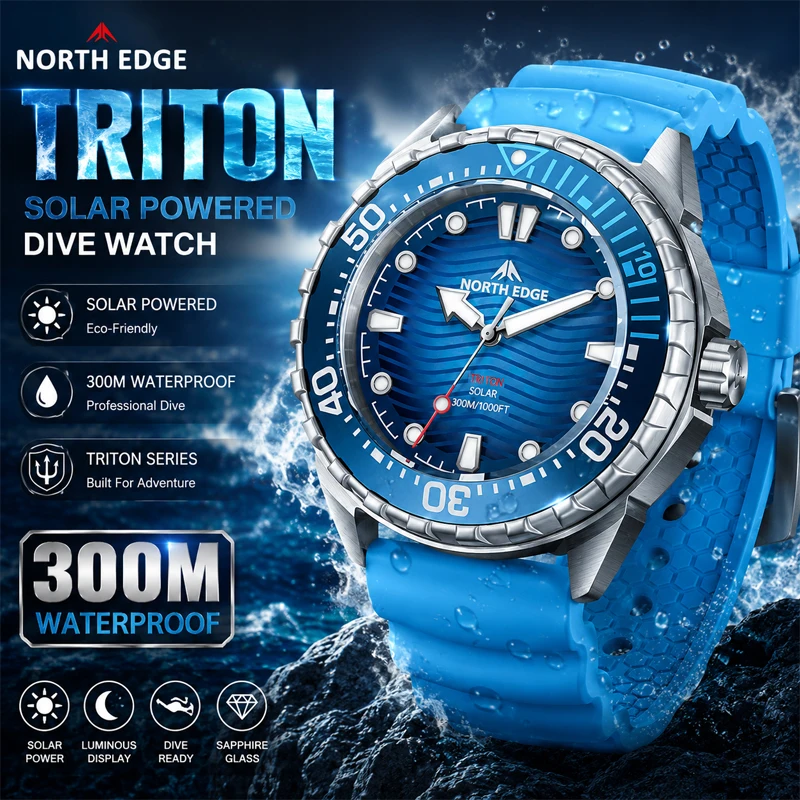 NORTH EDGE 2026 NEW+ TRITON Titanium Solar-Powered Diving Watch Luxury Quartz Watches For Men 300M Waterproof 180+ Day Power
NORTH EDGE 2026 NEW+ TRITON Titanium Solar-Powered Diving Watch Luxury Quartz Watches For Men 300M Waterproof 180+ Day Power