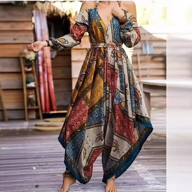Sexy Women's Spaghetti Strap Skirt Jumpsuit Spring Vintage Print Long Sleeve Harlan Pocket Wide Leg Pants Loose Rompers Women
Sexy Women's Spaghetti Strap Skirt Jumpsuit Spring Vintage Print Long Sleeve Harlan Pocket Wide Leg Pants Loose Rompers Women