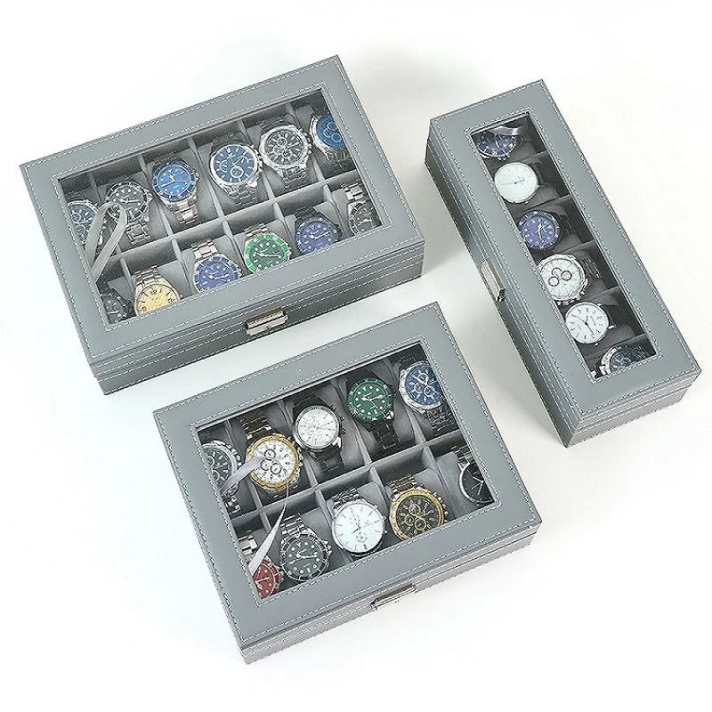 DELESYS Green/Grey Color 6/10/12 Slots Watch Box PU Leather Display Glass Top Jewelry Organizer Box Lockable Watch Case
DELESYS Green/Grey Color 6/10/12 Slots Watch Box PU Leather Display Glass Top Jewelry Organizer Box Lockable Watch Case