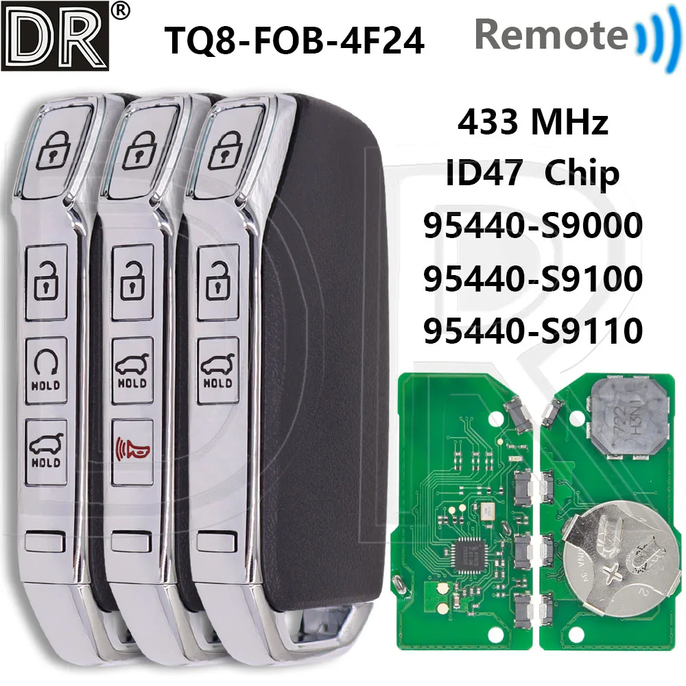 Great ID47 Chip 433MHz 95440-S9000/S9100/S9110 TQ8-FOB-4F24 Proximity Car Remote Control Key For Kia Telluride 2019-2022
Great ID47 Chip 433MHz 95440-S9000/S9100/S9110 TQ8-FOB-4F24 Proximity Car Remote Control Key For Kia Telluride 2019-2022