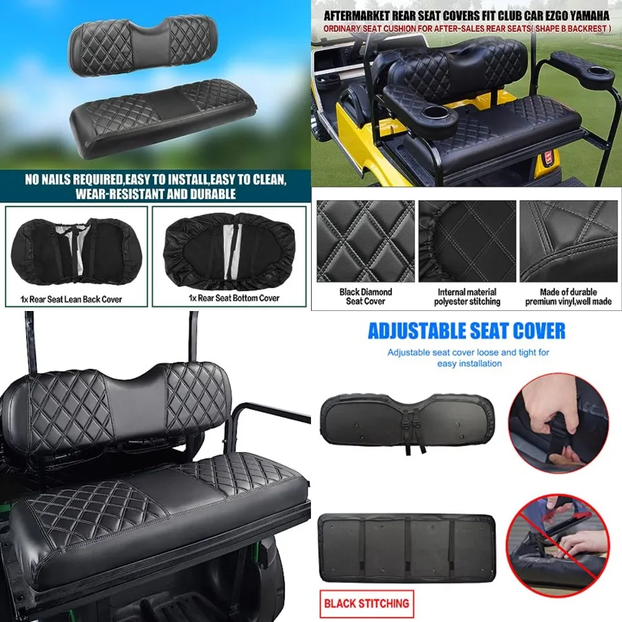Golf Cart RS Diamond Seat Cover for Standard Seat Cushion Aftermarket Back Seat Kit, No Staples Required,Golf Cart Vinyl Replacement Seat Cover Black Stitching
Golf Cart RS Diamond Seat Cover for Standard Seat Cushion Aftermarket Back Seat Kit, No Staples Required,Golf Cart Vinyl Replacement Seat Cover Black Stitching