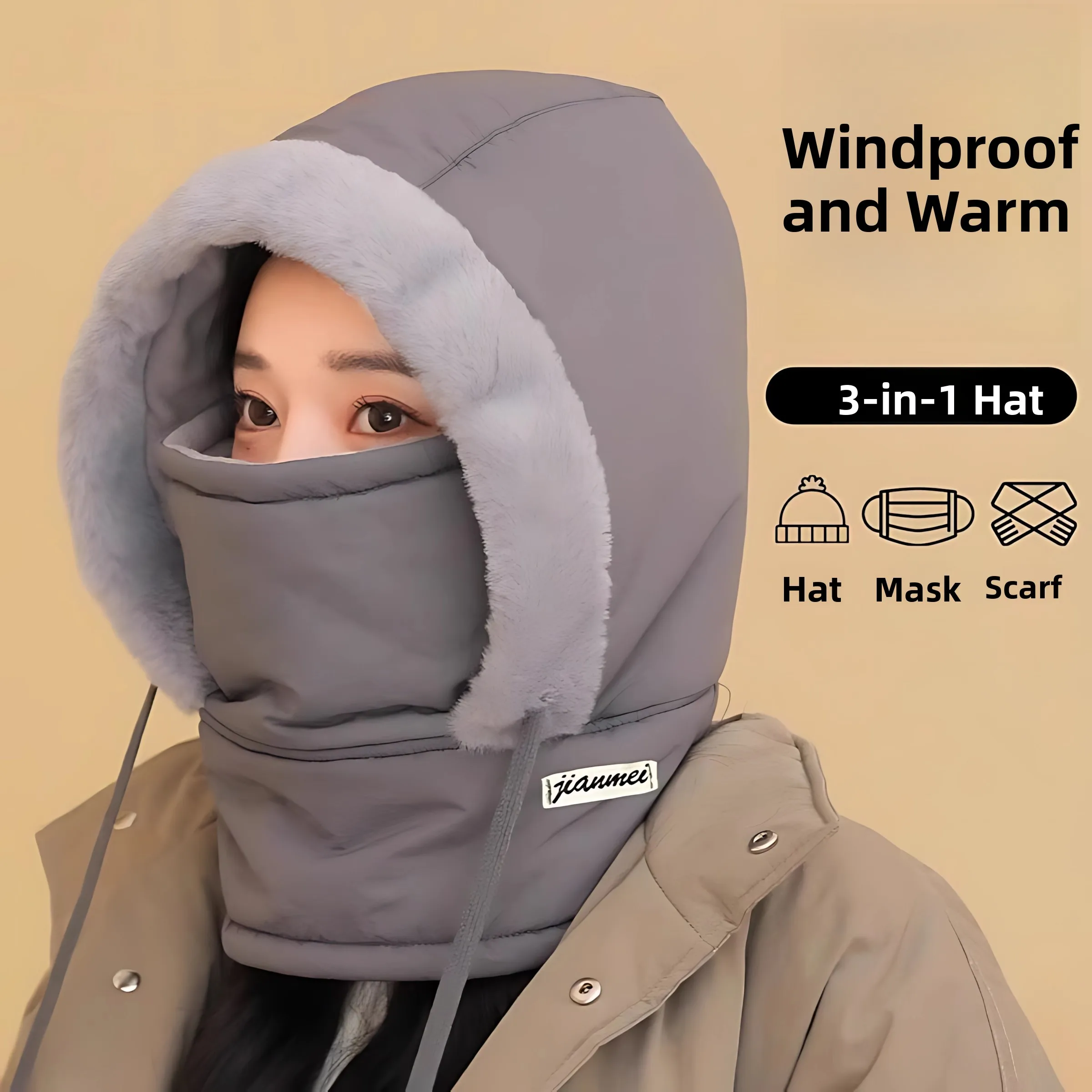Thickened Fleece Winter Hat Face Mask Scarf Integrated Outdoor Cycling Windproof Head Cover Adjustable Unisex Casual Style
Thickened Fleece Winter Hat Face Mask Scarf Integrated Outdoor Cycling Windproof Head Cover Adjustable Unisex Casual Style