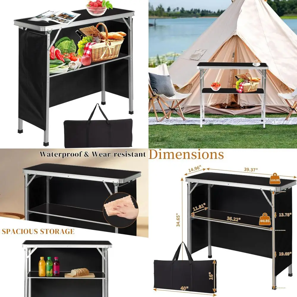 Portable Folding Bar Table with Carrying Bag, Storage Shelf, and Black Skirt - Suitable for Events, Indoor/Outdoor Use, Parties,
Portable Folding Bar Table with Carrying Bag, Storage Shelf, and Black Skirt - Suitable for Events, Indoor/Outdoor Use, Parties,