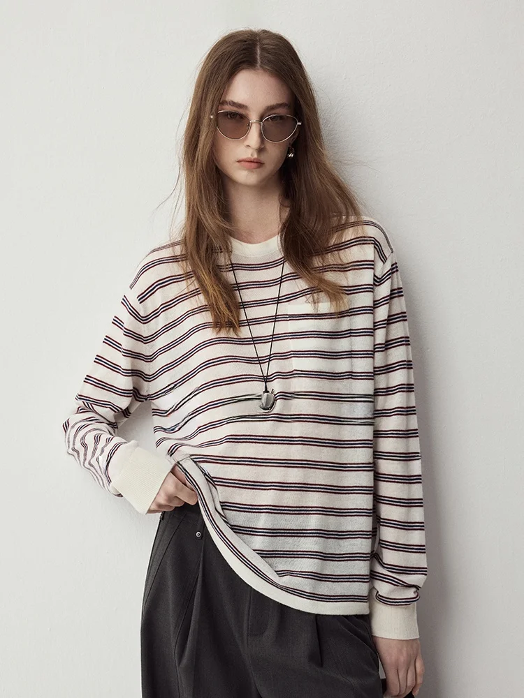 Laoqian Style Skin-friendly Striped Knitwear Loose Fit round Neck Woolen T-shirt Women's Casual Wear Comfortable Spring Top
Laoqian Style Skin-friendly Striped Knitwear Loose Fit round Neck Woolen T-shirt Women's Casual Wear Comfortable Spring Top