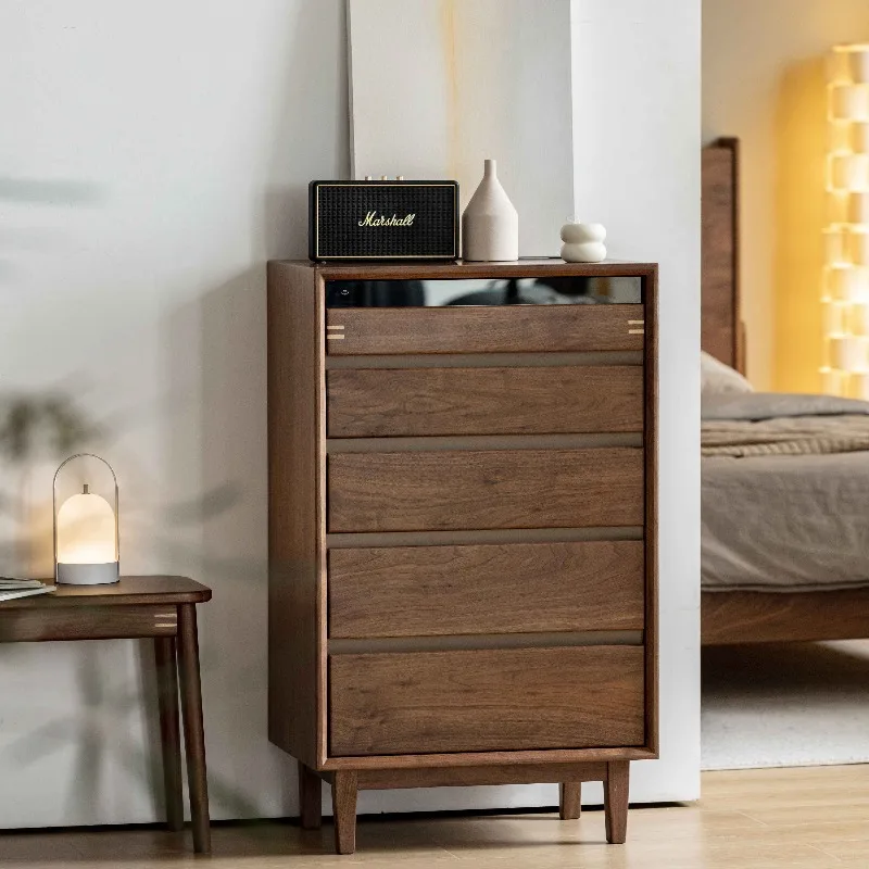 Modern style solid wood black walnut 5 drawer wardrobe bedroom living room eco-friendly cabinet
Modern style solid wood black walnut 5 drawer wardrobe bedroom living room eco-friendly cabinet