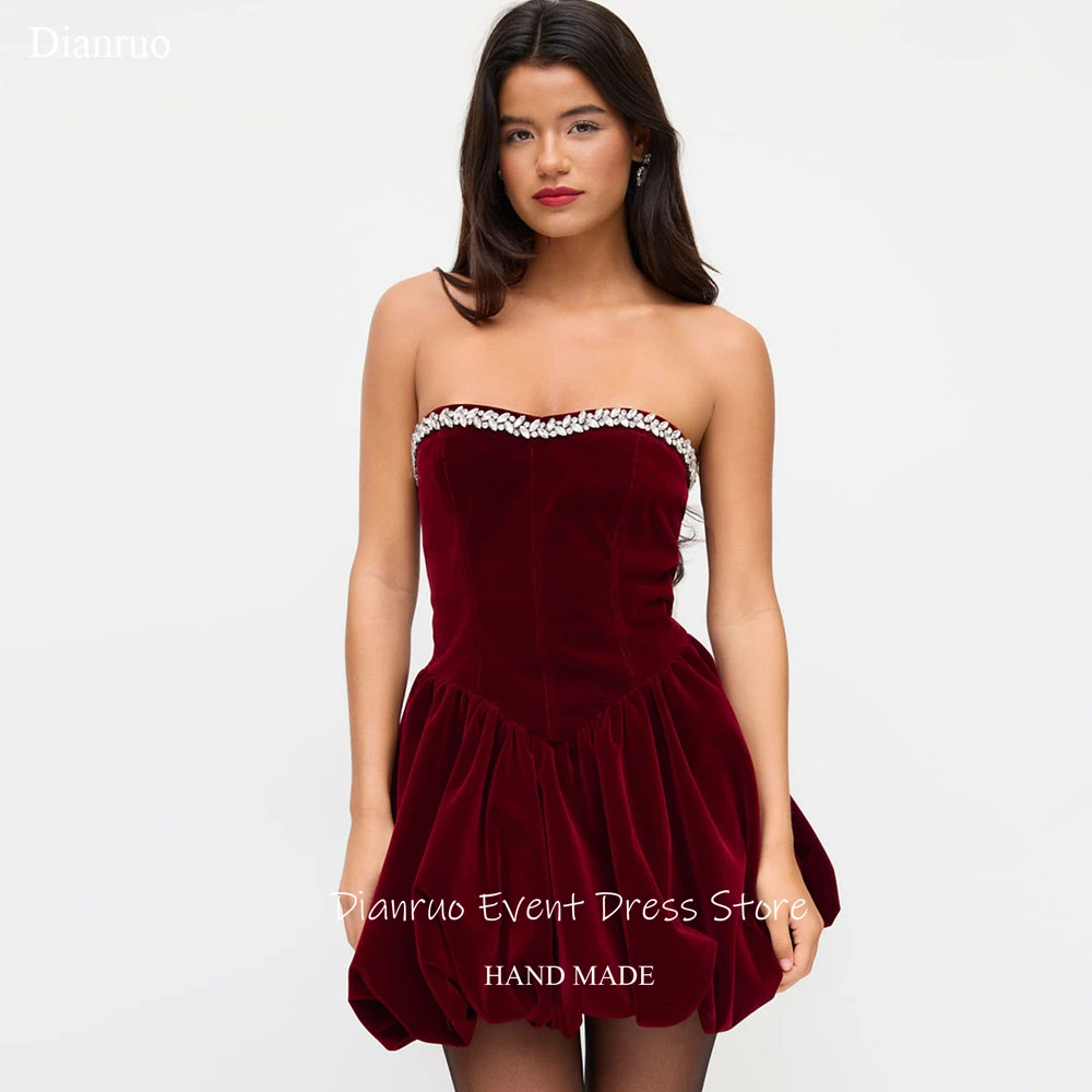 Dianruo Burgundy Velvet Girly Prom Dresses Luxury Crystal Neckline Birthday Dresses Mini Length A Line Robe Cérémonie Customized
Dianruo Burgundy Velvet Girly Prom Dresses Luxury Crystal Neckline Birthday Dresses Mini Length A Line Robe Cérémonie Customized