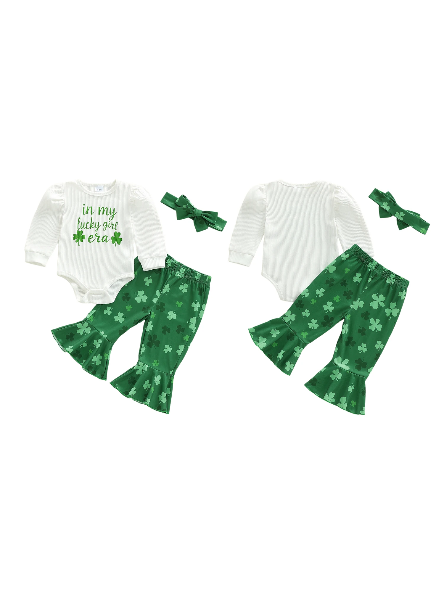St Patrick s Day Toddler Girl Clothes Green Shamrock Print Romper with Ruffle Pants and Headband 3 Piece Set for Irish Baby
St Patrick s Day Toddler Girl Clothes Green Shamrock Print Romper with Ruffle Pants and Headband 3 Piece Set for Irish Baby
