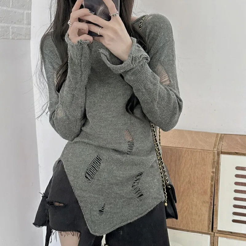 Y2K Hole Asymmetrical T Shirts Summer New Long Sleeve Thin Solid Color Slim Youth Sexy Tops Tees Fashion Trend Women Clothing
Y2K Hole Asymmetrical T Shirts Summer New Long Sleeve Thin Solid Color Slim Youth Sexy Tops Tees Fashion Trend Women Clothing