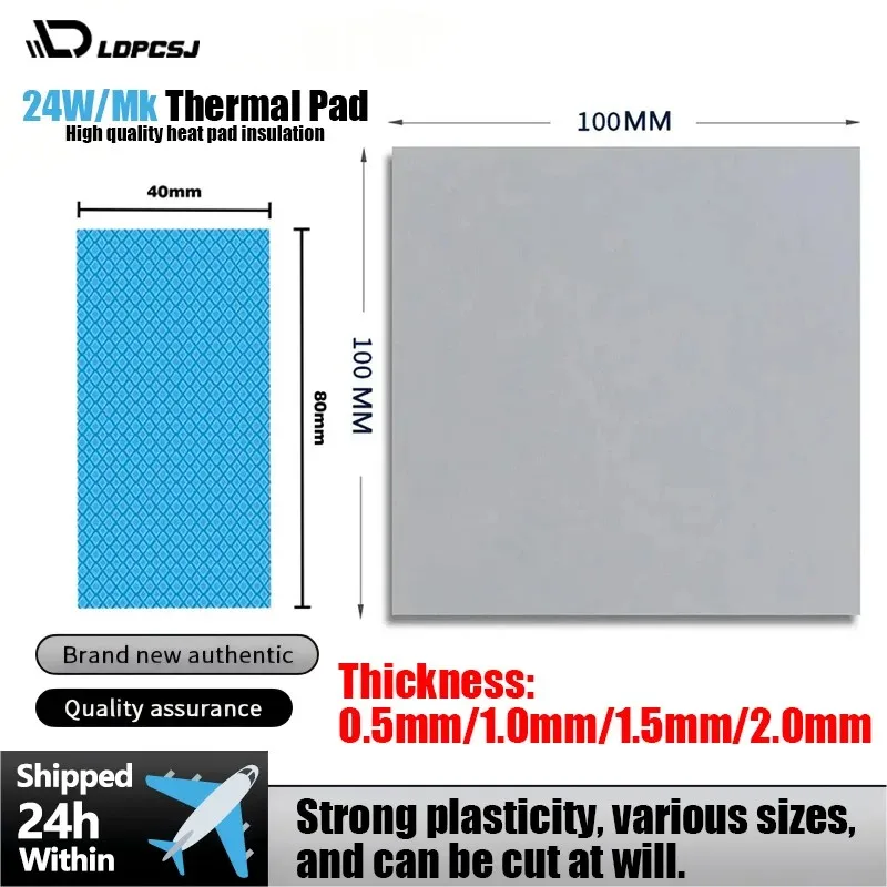 LDOCSJ 24W/MK High Quality Thermal Pad GPU CPU Cooling Heatsink Conductive Silicone Thermal Insulation for Electronic Components
LDOCSJ 24W/MK High Quality Thermal Pad GPU CPU Cooling Heatsink Conductive Silicone Thermal Insulation for Electronic Components