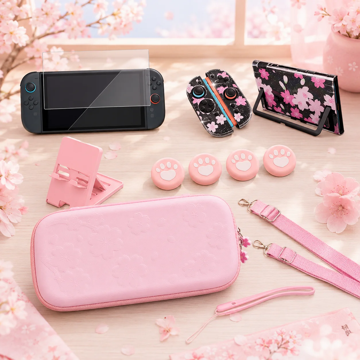 Pink Travel Case Accessories For Nintendo Switch 2 Cute Sakura Poch Carrying Bag With Strap Stand Temper Film Glass Protector
Pink Travel Case Accessories For Nintendo Switch 2 Cute Sakura Poch Carrying Bag With Strap Stand Temper Film Glass Protector