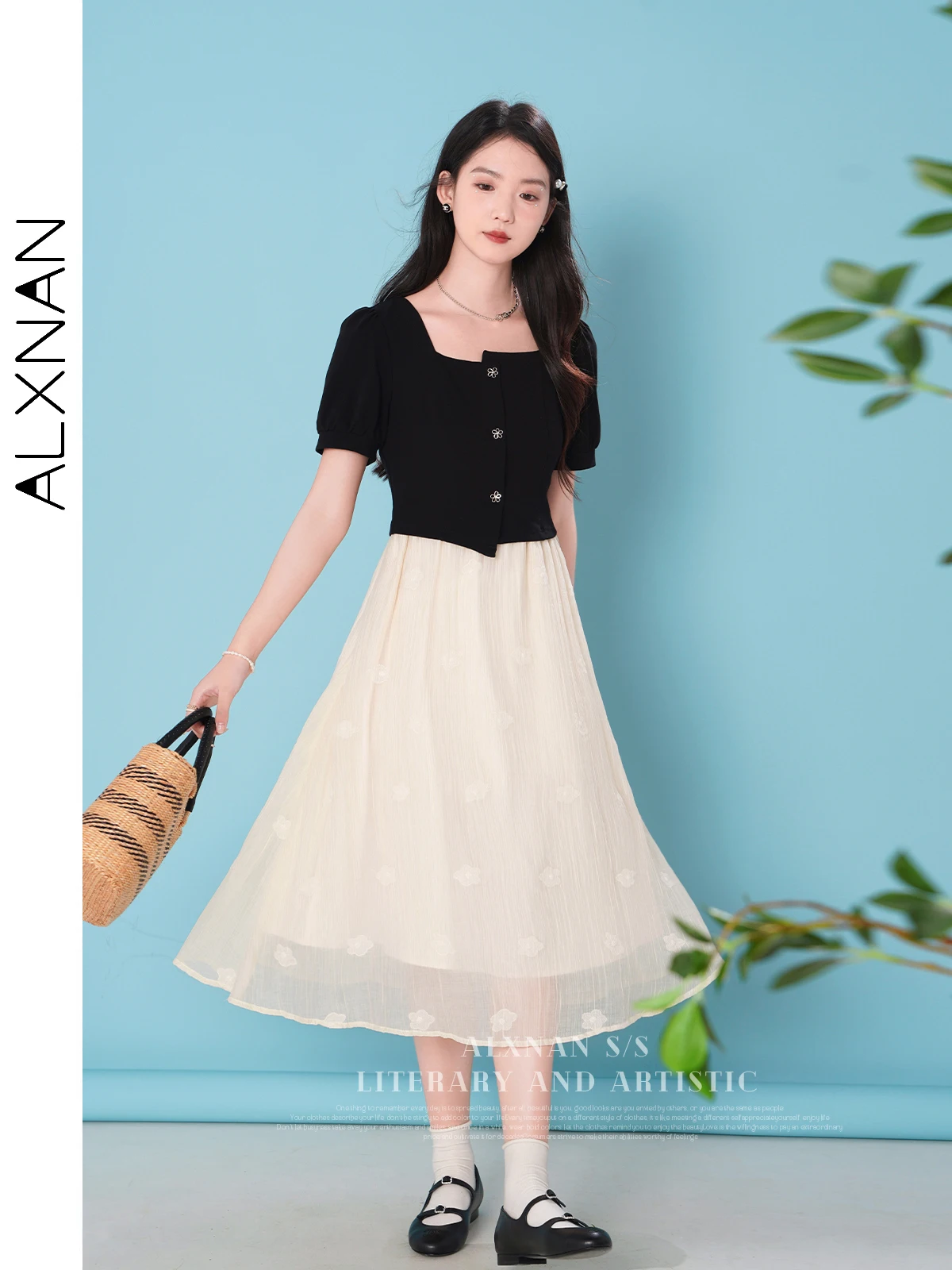 ALXNAN Women's Puff Short Sleeve 2 in 1 Elegant Dresses 2024 New Patchwork A-line Midi Temperament Fake Two-piece Dress LXN29715
ALXNAN Women's Puff Short Sleeve 2 in 1 Elegant Dresses 2024 New Patchwork A-line Midi Temperament Fake Two-piece Dress LXN29715