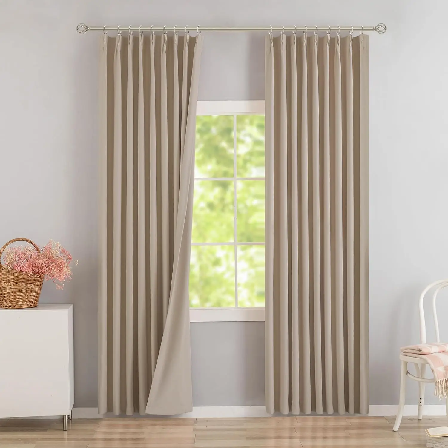 Sand 60 inch Wide Pinch Pleated Blackout Curtains with Hooks - 84 inch Length Room Darkening Thermal Insulated Window Cu
Sand 60 inch Wide Pinch Pleated Blackout Curtains with Hooks - 84 inch Length Room Darkening Thermal Insulated Window Cu