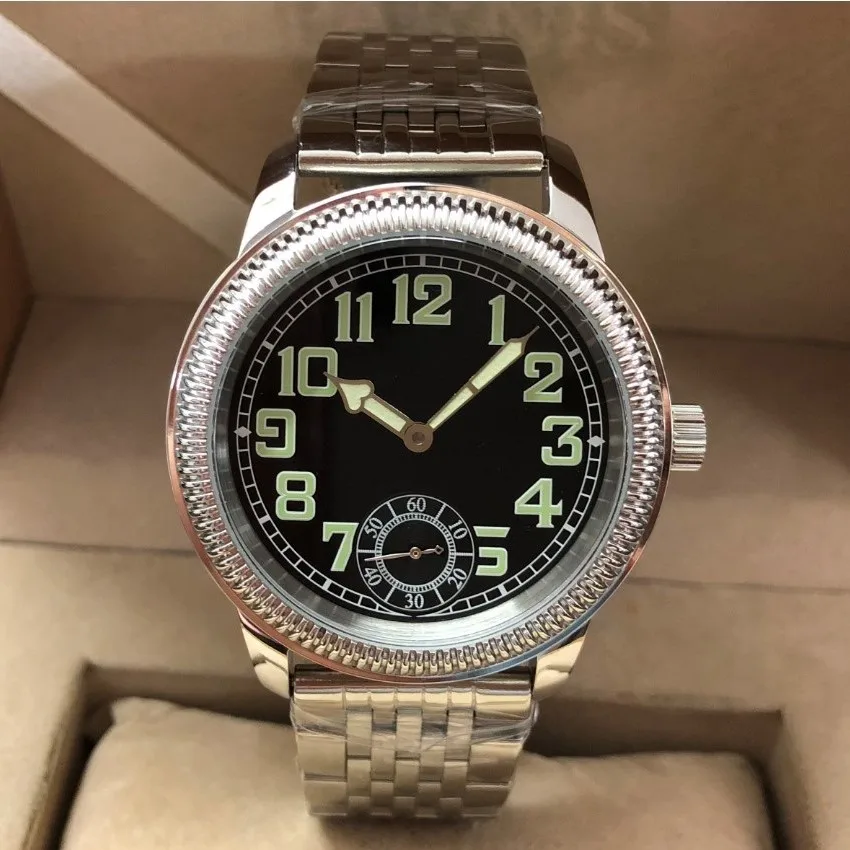 44mm GEERVO black dial eta6498 model 17 jewels Mechanical Hand Wind movement men's watch luminous Mechanical watches GR06-21
44mm GEERVO black dial eta6498 model 17 jewels Mechanical Hand Wind movement men's watch luminous Mechanical watches GR06-21