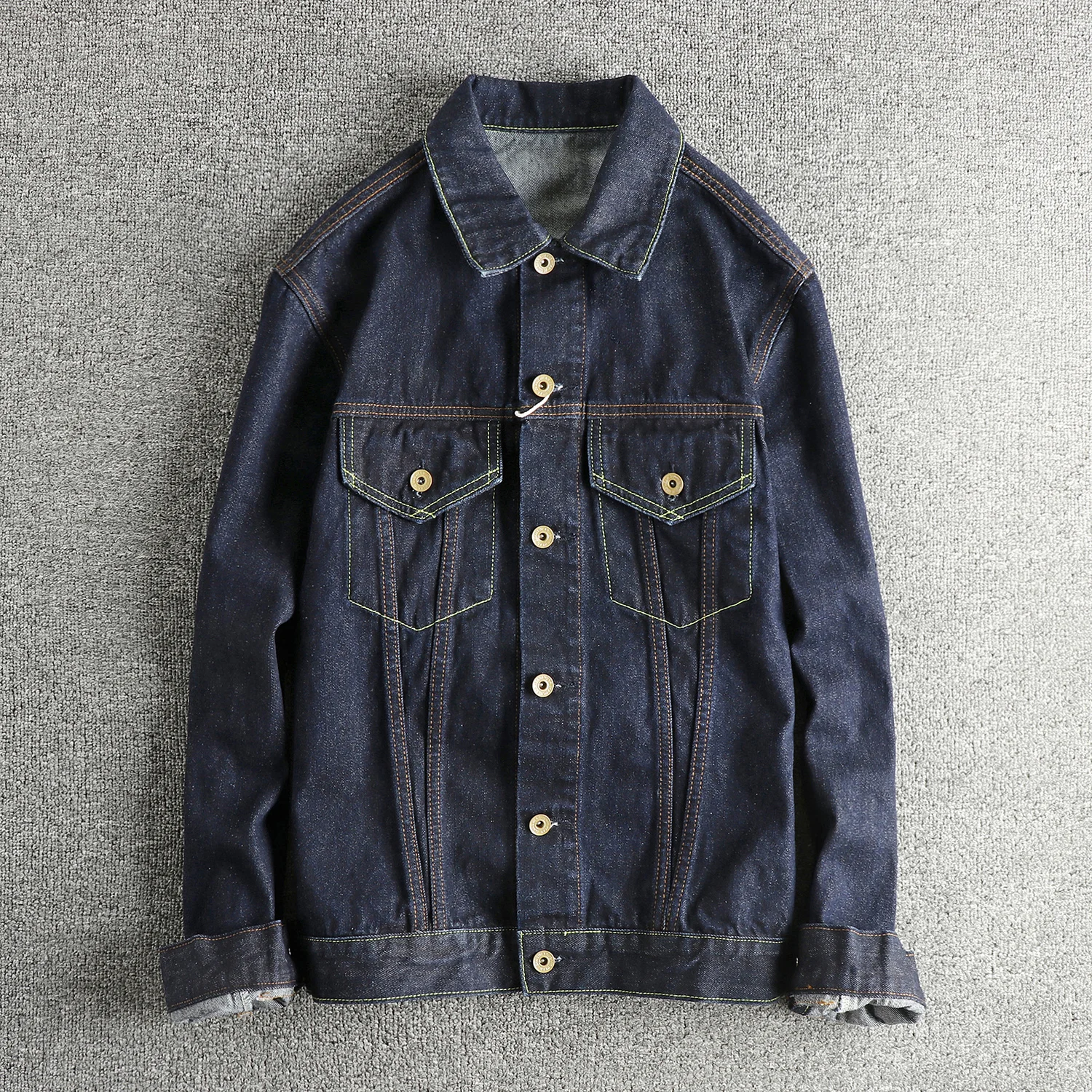 Classic Vintage Denim Jacket Men's Fitted Short Casual Outerwear Top with Embellished Sewn-On Lines Cotton Polyester Blend
Classic Vintage Denim Jacket Men's Fitted Short Casual Outerwear Top with Embellished Sewn-On Lines Cotton Polyester Blend