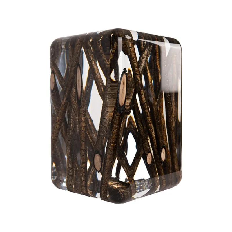 Charcoal-fired ancient silver wood strips with rounded corners, transparent crystal log tea stool on the sides
Charcoal-fired ancient silver wood strips with rounded corners, transparent crystal log tea stool on the sides
