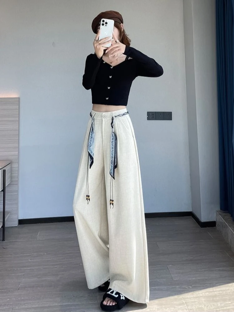 Flared Trousers for Ladies High Rise Figure Flattering Straight Cut Pants 2026 Spring Summer with Braided Belt Casual Wear
Flared Trousers for Ladies High Rise Figure Flattering Straight Cut Pants 2026 Spring Summer with Braided Belt Casual Wear