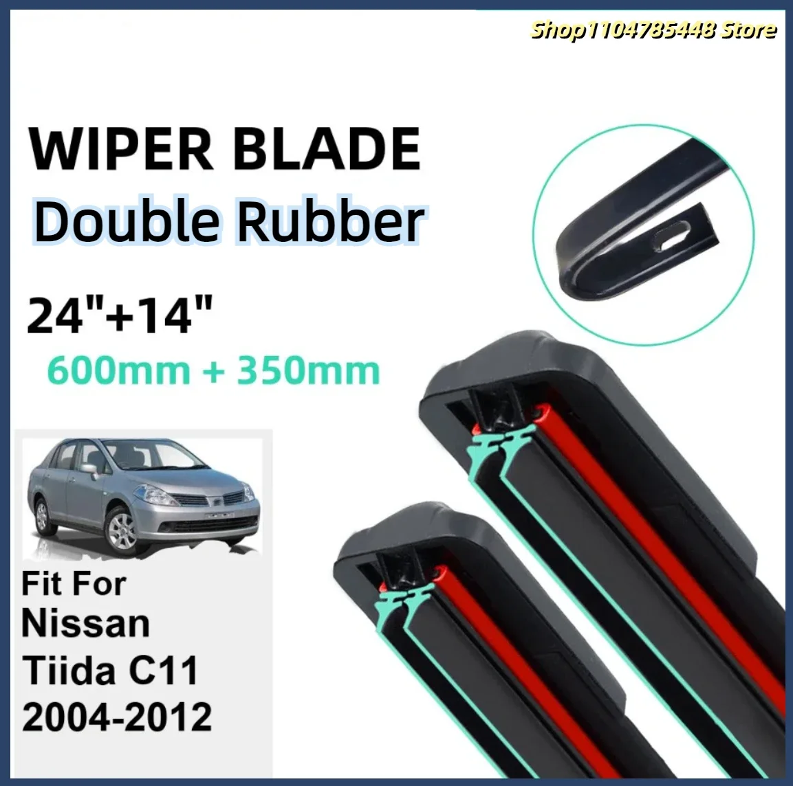 Double Rubber Car Wiper Blades for Nissan Tiida C11 2004-2012 Front Windscreen Windshield Rubber Car Accessories 2010 2011 2012
Double Rubber Car Wiper Blades for Nissan Tiida C11 2004-2012 Front Windscreen Windshield Rubber Car Accessories 2010 2011 2012