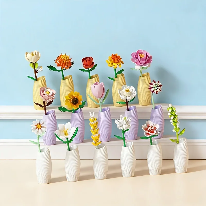 Micro particle building block flower set, DIY assembly floral decoration, suitable for desktop decoration and room accessories [
Micro particle building block flower set, DIY assembly floral decoration, suitable for desktop decoration and room accessories [