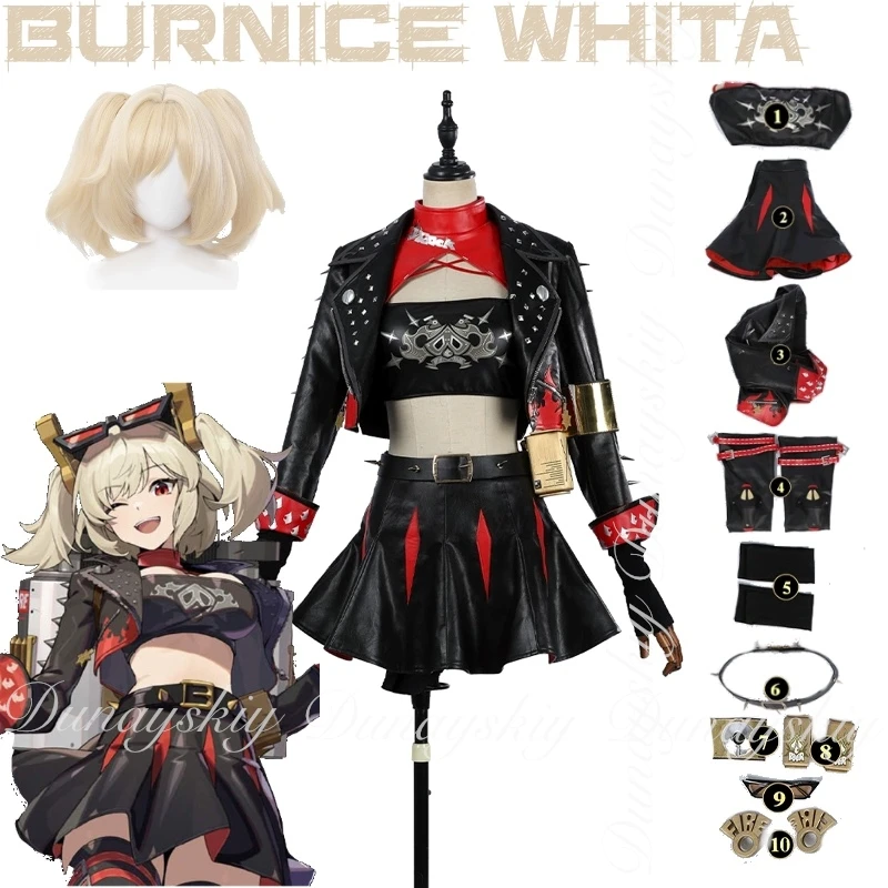 Zenless Zone Zero Burnice Whita Косплей Бежевый парик Черная кожаная куртка Короткая юбка Полный комплект
Zenless Zone Zero Burnice Whita Косплей Бежевый парик Черная кожаная куртка Короткая юбка Полный комплект