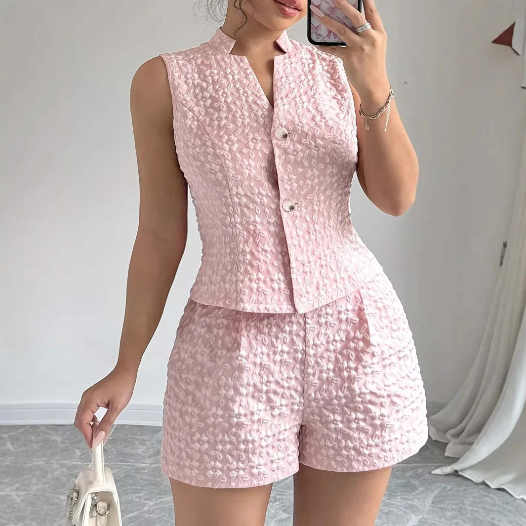 2026 Women's Two-piece Elegant Solid Color Jacquard Sleeveless Vest Shorts Set Casual Commuting Office Daily 2-pieces Outfit Y2K
2026 Women's Two-piece Elegant Solid Color Jacquard Sleeveless Vest Shorts Set Casual Commuting Office Daily 2-pieces Outfit Y2K