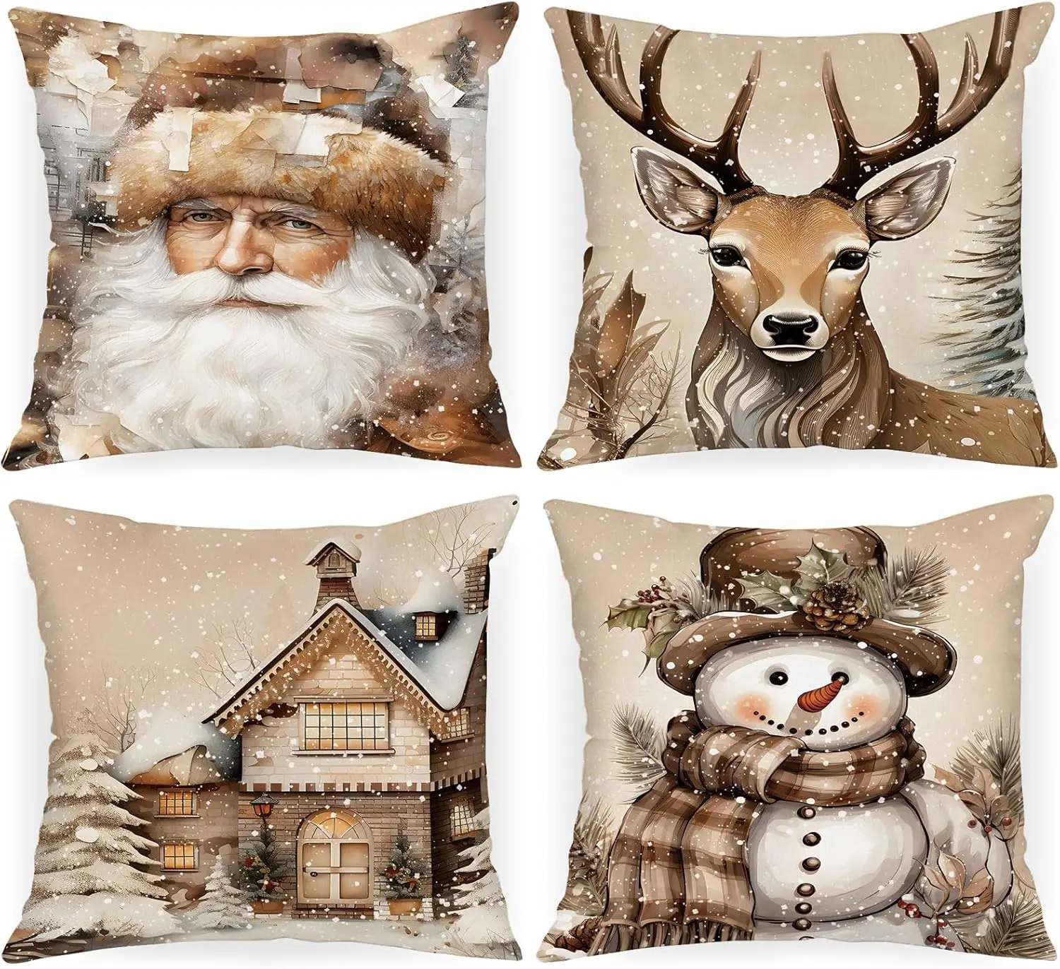 Рождественские наволочки, набор из 4 мягких плюшевых рождественских наволочек, наволочки с изображением лося, снеговика и Клауса, рождественская декоративная подушка
Рождественские наволочки, набор из 4 мягких плюшевых рождественских наволочек, наволочки с изображением лося, снеговика и Клауса, рождественская декоративная подушка