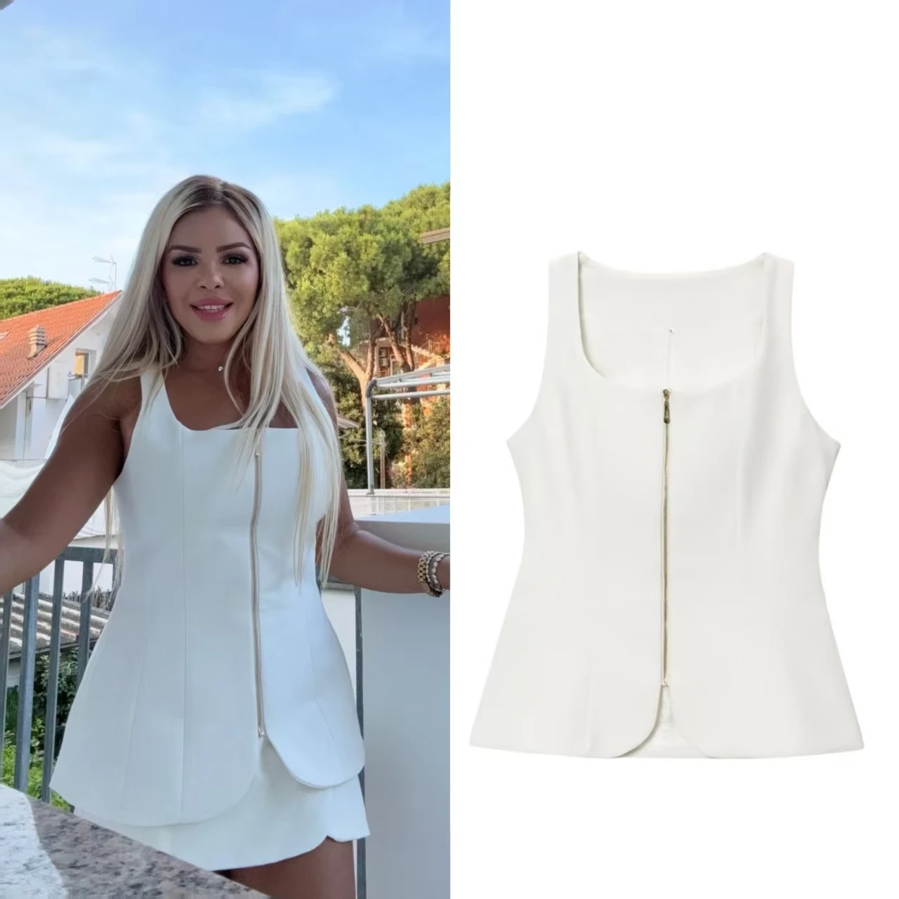 2025 Women's New Top Summer White Sleeveless Zipper Minimalist Vest Casual Fashion Personality Elegance
2025 Women's New Top Summer White Sleeveless Zipper Minimalist Vest Casual Fashion Personality Elegance