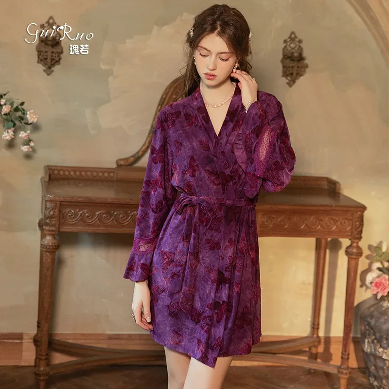 2pcs Lace Nightgown Bathrobe Set Women Spring Velour Robe Gown Suit Nightdress Kimono Home Clothes Sleepwear Lingerie d'4o
2pcs Lace Nightgown Bathrobe Set Women Spring Velour Robe Gown Suit Nightdress Kimono Home Clothes Sleepwear Lingerie d'4o