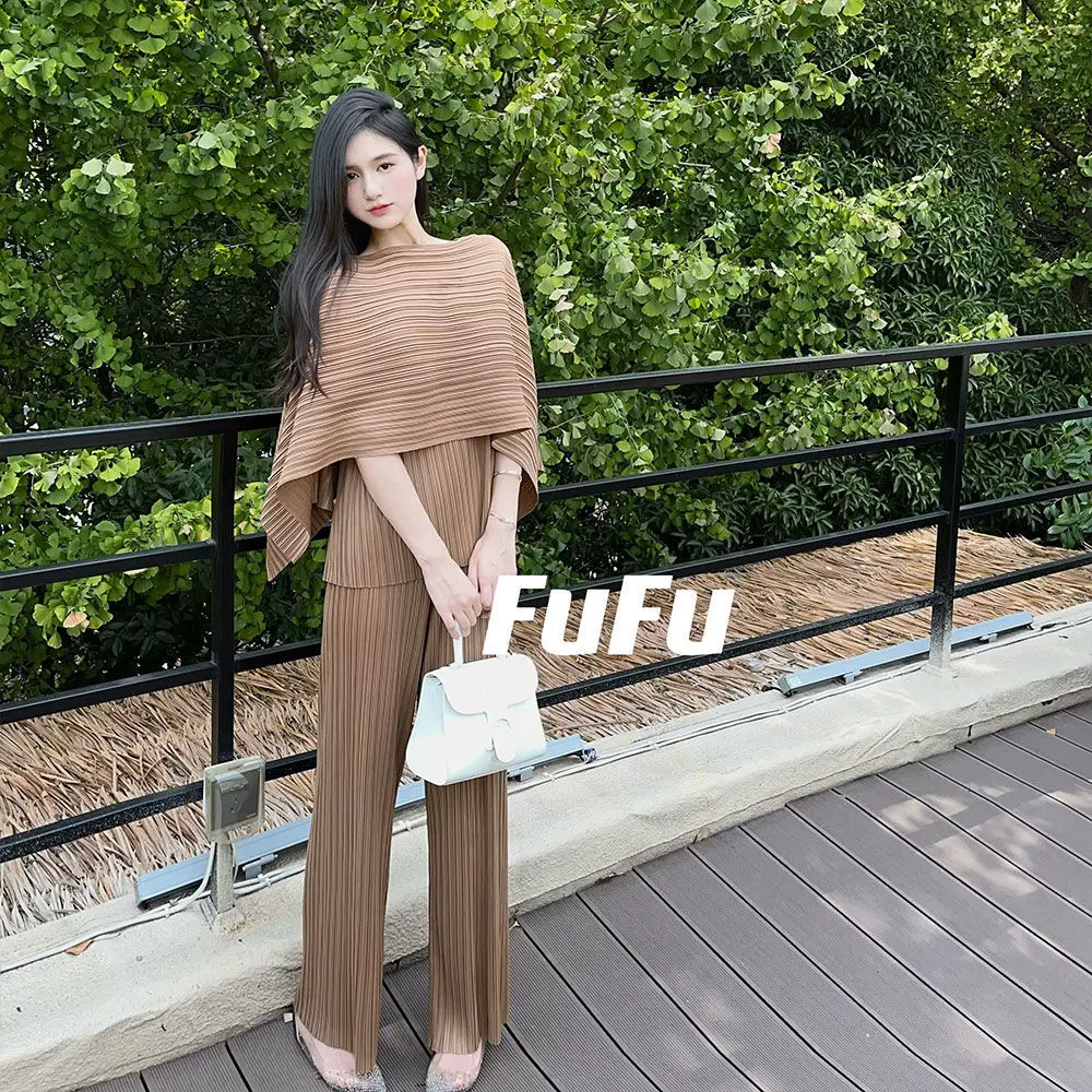 Korean Style Irregular Wrinkle Loose Shawl Top Wide Leg Pants Set Spring New Fashion Commuting Two Piece Sets Women Outfits
Korean Style Irregular Wrinkle Loose Shawl Top Wide Leg Pants Set Spring New Fashion Commuting Two Piece Sets Women Outfits