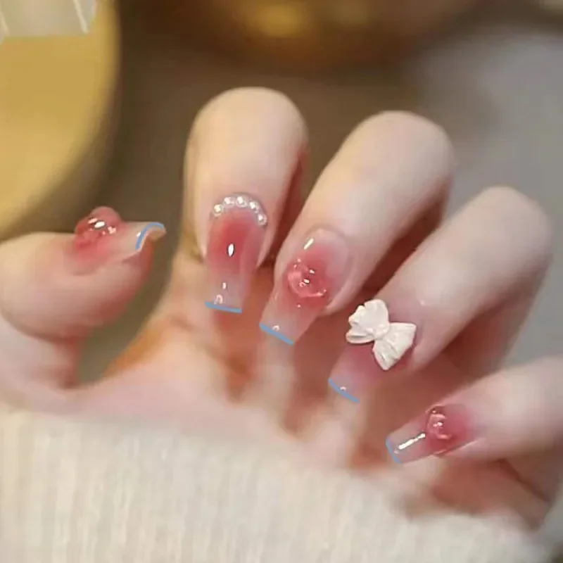 24pcs 3d Bow Love Pearl Fashion Medium Long Sweet Charms Press on Nails French Tip with Tools Pink Blush False Nails with Glue
24pcs 3d Bow Love Pearl Fashion Medium Long Sweet Charms Press on Nails French Tip with Tools Pink Blush False Nails with Glue