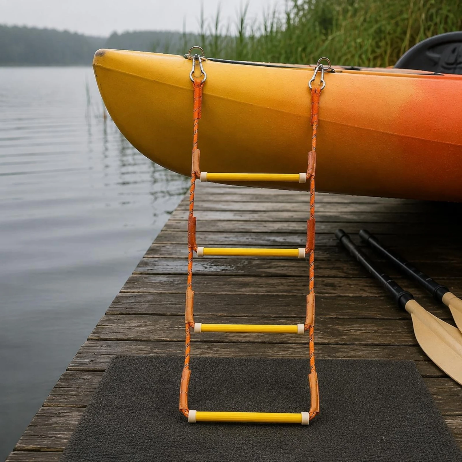 Rope Boat Ladder Textured Steps Boat Rope Ladder Marine Gear Yellow and Orange Portable for Dock Side
Rope Boat Ladder Textured Steps Boat Rope Ladder Marine Gear Yellow and Orange Portable for Dock Side