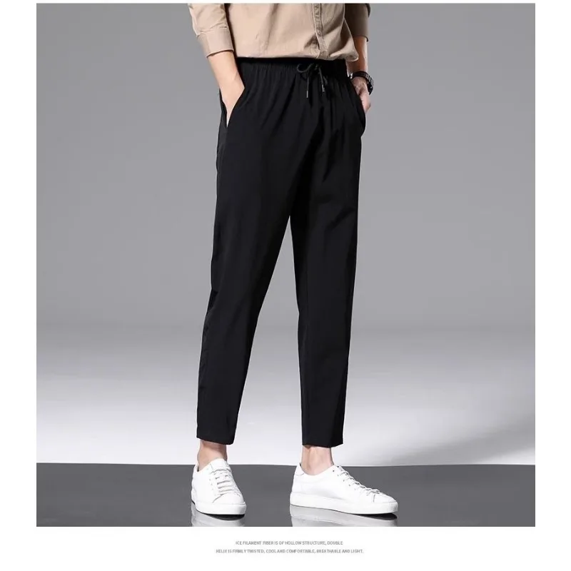 Men's Black Drawstring Waist Casual Pants Quick Dry Ankle Length Tapered Trousers With Back Pocket Detail
Men's Black Drawstring Waist Casual Pants Quick Dry Ankle Length Tapered Trousers With Back Pocket Detail