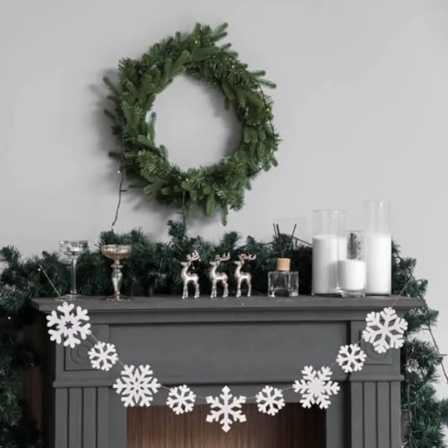 Wooden Christmas Snowflakes Ornaments, 9PCs White Snowflake Chain Hanging Ornament for Mantlepiece Window Front Door, Rustic Sn
Wooden Christmas Snowflakes Ornaments, 9PCs White Snowflake Chain Hanging Ornament for Mantlepiece Window Front Door, Rustic Sn